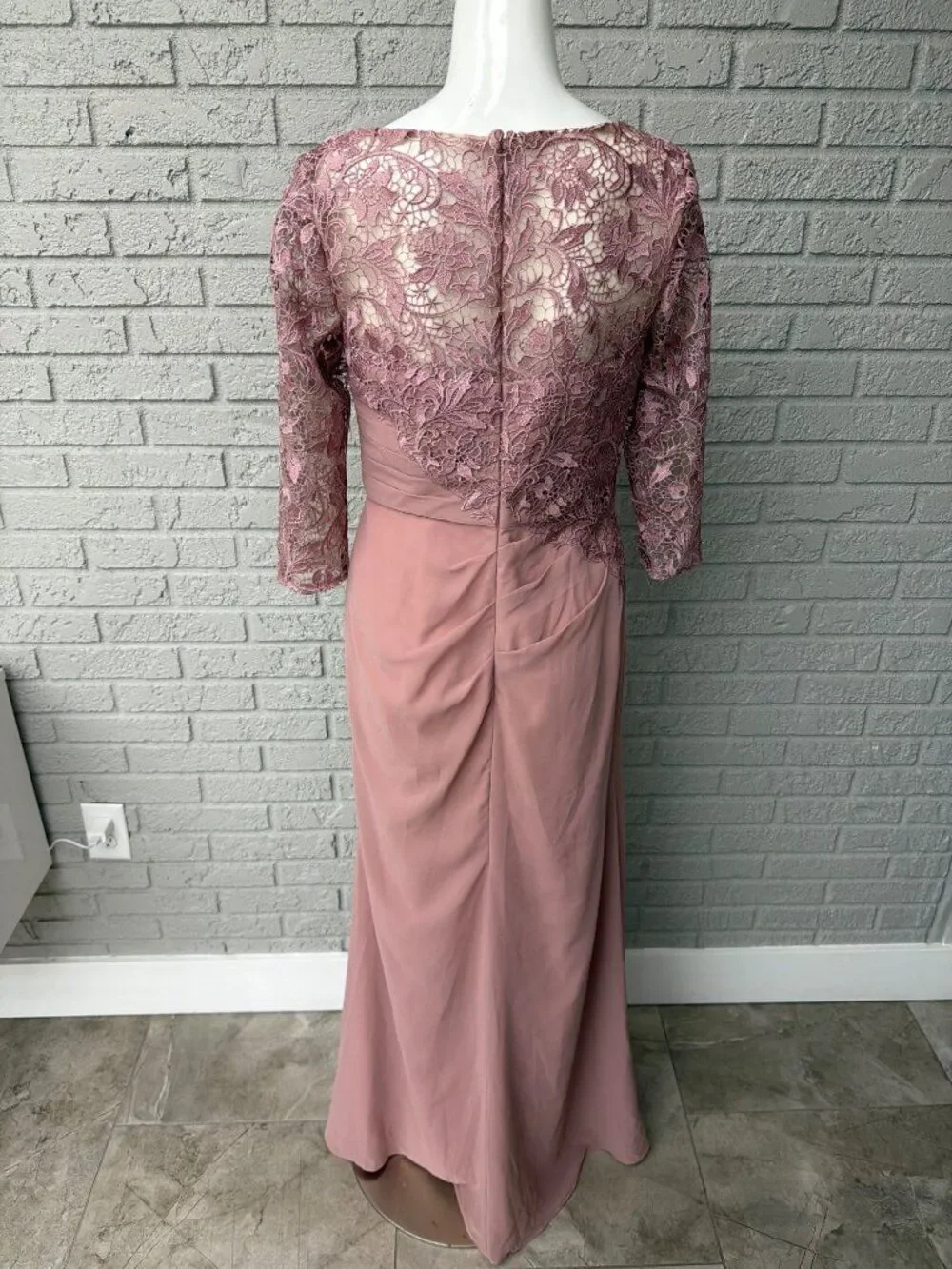 AW Bridal Zephyr Women Mauve Mist Lace Chiffon Mother of the Bridal Dress Size 8